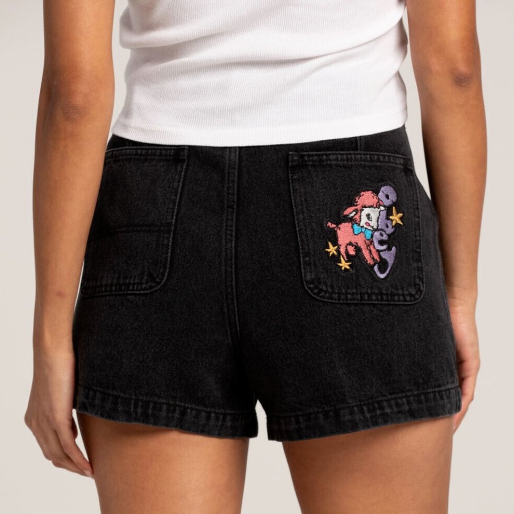 Obey High Waisted Denim Shorts "Baby Lamb"